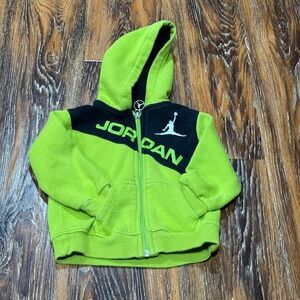 Michael Jordan Neon Green Black Full Zip Hoodie Jumpman Toddler Size 18M Jumpman